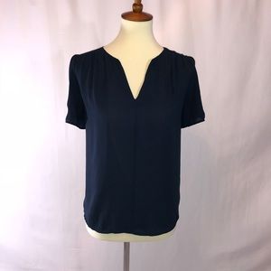 Navy Short Sleeve Blouse